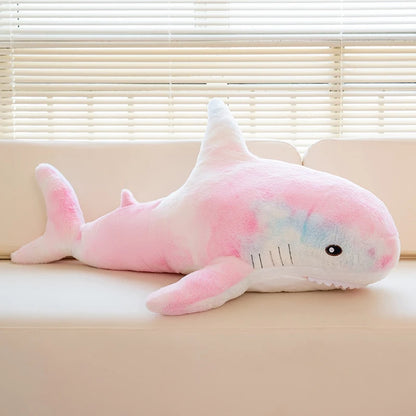 100cm Cartoon Hot Sell Soft Rainbow Shark Plush Doll Pillow Sea Creatures Colorful Shark Plush Toy Warm Hug For Boys Girls Gifts