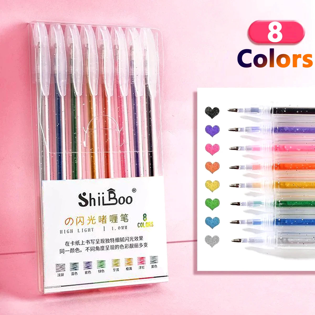 60 Colors Glitter Gel Pen 1.0mm Metal Glitter Color Ballpoint Pen Paper Cardstock Diary Drawing Marking Coloring DIY Art