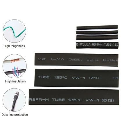 127Pcs Heat Shrink Tube Sleeving Tubing Assortment Kit Electrical Connection Electrical Wire Wrap Cable Waterproof Shrinkage 2:1