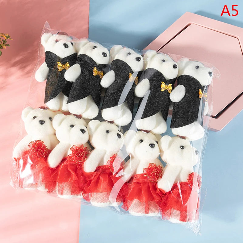 12/10Pcs/Lot Soft Stuffed Bear Plush Toys Mini Teddy Bear Dolls Toy Small Gifts Bag Pendant Teddy Doll
