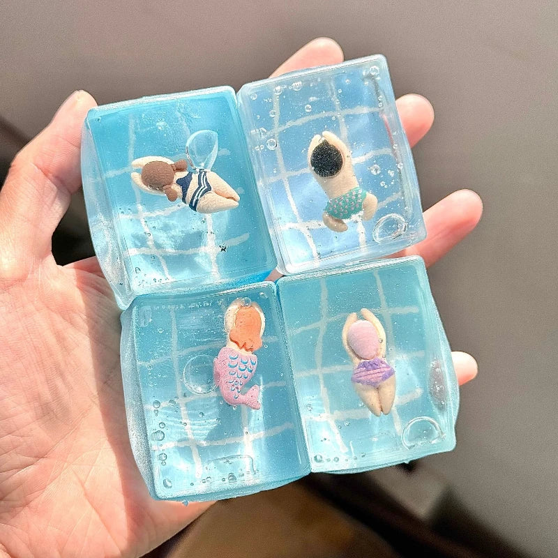 1pc Swimming Pool Squeeze Toys Maltose Stress Relief Slow Rebound Fidget Toy Mochi Squishy Stress Reliever Toys Antistress