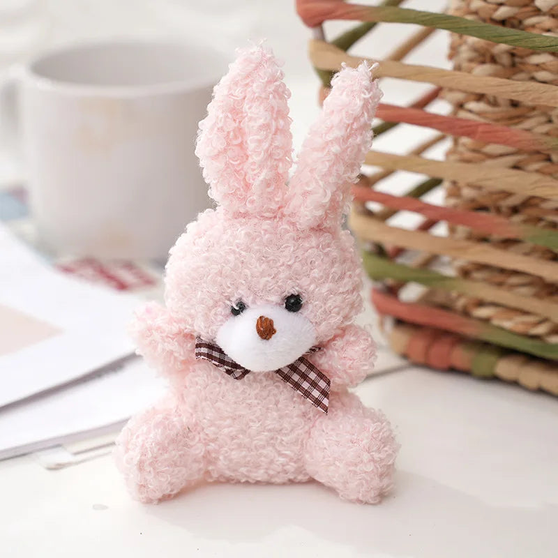 10cm Soft Stuffed rabbit Plush Toys Mini Bow-tie sitting bunny Dolls Small Gift for Party Wedding Keychain Pendant Teddy Doll