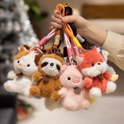 12 Styles Aroma Cartoon Animal Plush Pendants Fox Panda Sloth Piggy Dinosaur Toys Cute Keychain Pendant Bags Decor Car Interior