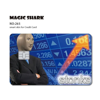 Magic Shark Dog Meme Hunter Snake Stonks 3M Matte PVC Front Sticker Film Cover Skin for Bank Debit Credit Card