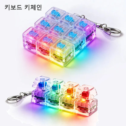 LED Keyboard Fidgets Light Up Transparent Keyboard Caps Finger Clicker Fidget Stress Relief Toy for Adult ADHD Keyboard Keychain