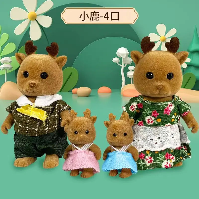Simulation Forest Rabbit Family DIY Playset Mini Rabbit Bear Figure Toy Dolls Kids Gifts