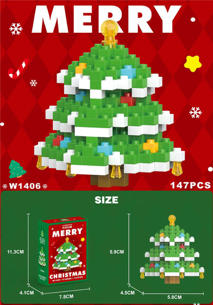 Christmas Building Block Santa Claus Snowman Elk Tree Micro Brick Puzzle Assembly Model Home Decoration Xmas Party Gift Kid Toy