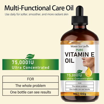 100ml Natural Vitamin E Essential Oil, Used for Massage, Skin Care, Gua Sha, Showering, Facial, Body, Nail, Hair, and Eyelash Care, Versatile