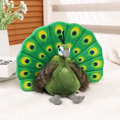 Cute Simulation Green Peacock Plush Toy Blue Peacock Doll Decorative Ornament Gift Bird Doll Zoo Souvenir Ornament Photo Props