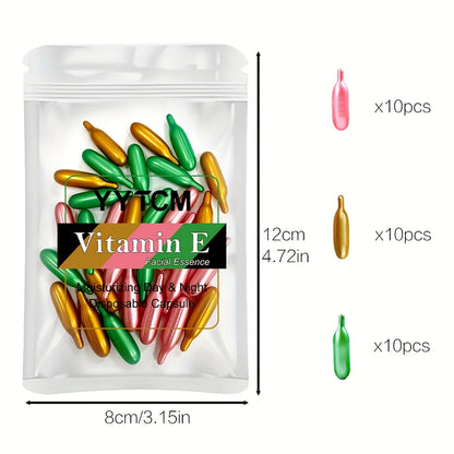 Vitamin E Capsule Essence, Single-Use Essence Capsules, Moisturizing and Hydrating Facial Skin (0.4Gx30 Capsules)/Bag-1 Bag