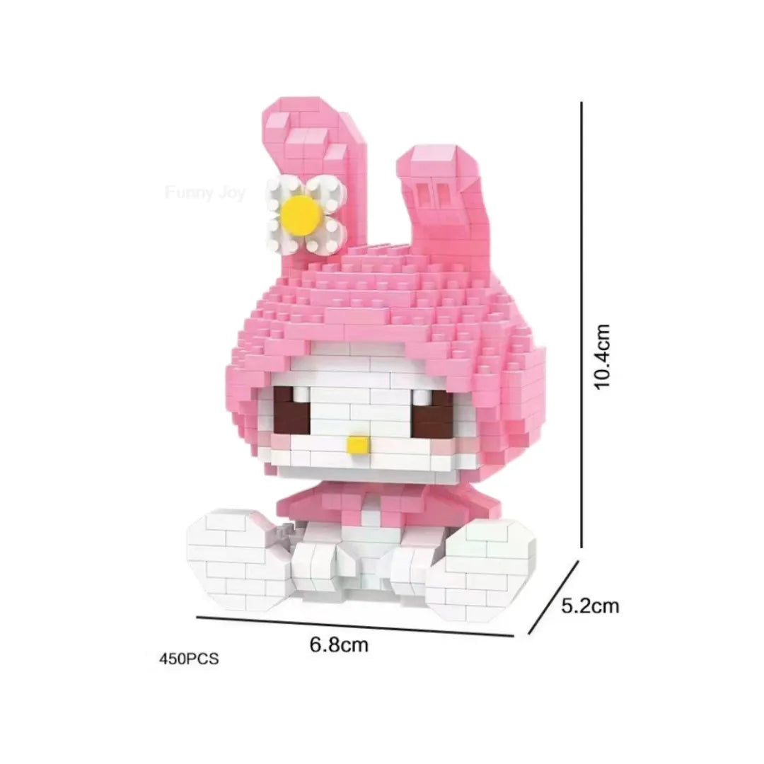 Cartoon Anime Hello Kitty Blocks Kuromi My Melody Cinnamoroll Mouse Building Blocks Doll Toy Kids Birthday Gift