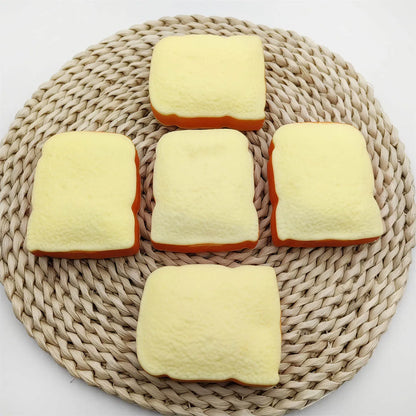 Soft Flour Toast Sliced Shape Bread Stress Toy Anxiety Relief Fake Food Toy for Adult Tricky Funny Birthday Gifts