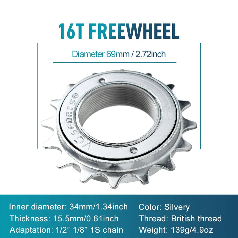 1pc 16T 18T 20T 22T 24T Single Speed Bike Freewheel Compatible With Threaded Freehub Replacement Bike Parts Bicycle Accessories