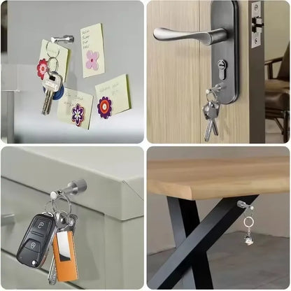 Super Strong Magnetic Pocket Metal Magnet Check Car Keys Keychain Split Ring Keyring Hanging Holder Hooks Portable Outdoor Tools