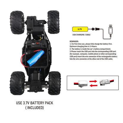 4-Way Remote Control Car with Lights, Anti-Slip Rubber Tires, Outdoor Off-Road Climbing Toy Car Model for Kidsren and Boys