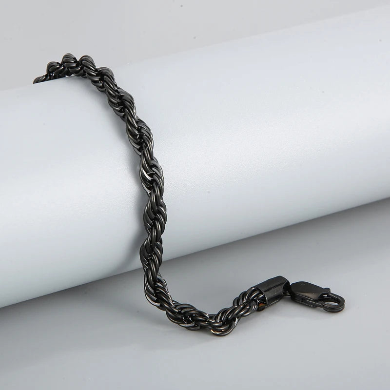 4/6/8mm Stainless Steel Bracelets For Men Women Gold Color Twisted Rope Link Chain Bracelets On the Hand Jewelry Gifts