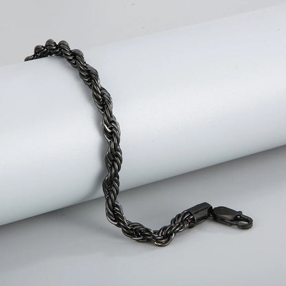4/6/8mm Stainless Steel Bracelets For Men Women Gold Color Twisted Rope Link Chain Bracelets On the Hand Jewelry Gifts