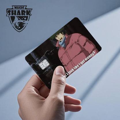 Magic Shark Dog Meme Hunter Snake Stonks 3M Matte PVC Front Sticker Film Cover Skin for Bank Debit Credit Card