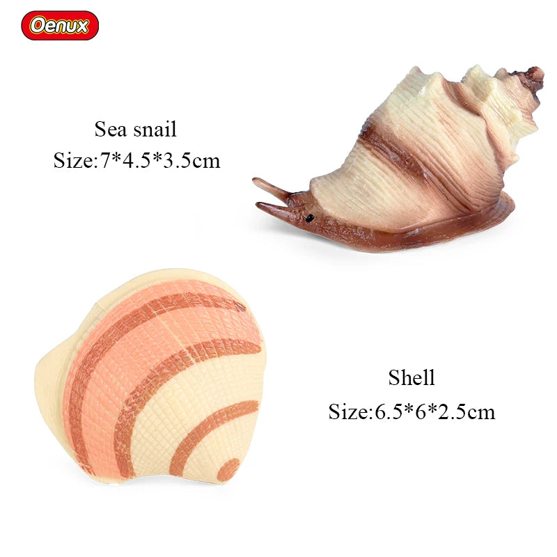 Oenux Ocean Animals Model Jellyfish Starfish Sea Anemone Coral Action Figures Aquarium PVC Miniature Educational Kids Toy Gift