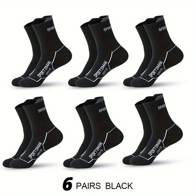 6 Pairs Socks Men's Short Socks Sweat Absorbent and Odorous Basketball Socks Running Sports Socks Breathable Mesh Men's Socks