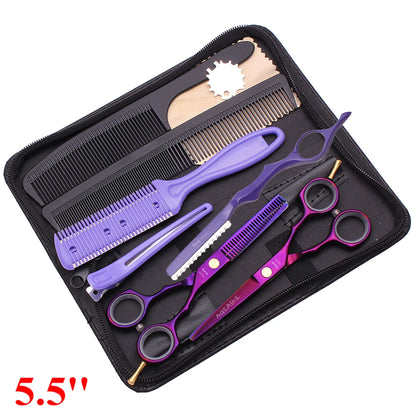 5.5'' Professional Hairdressing Hair Scissors 440C Cutting Shears Thinning Razor Comb Set Salon Barber Home Dropshipping A1104