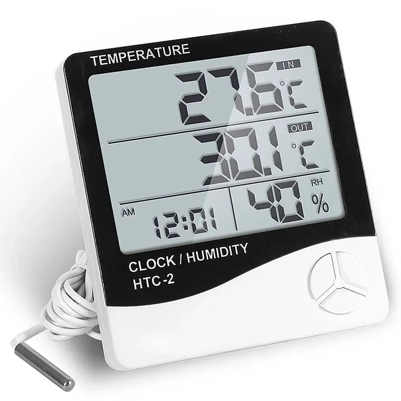 Indoor Temperature Humidimeter Sensor Instrument Electronic Clock LCD Digital Household Electronic Temperature Humidity Meter