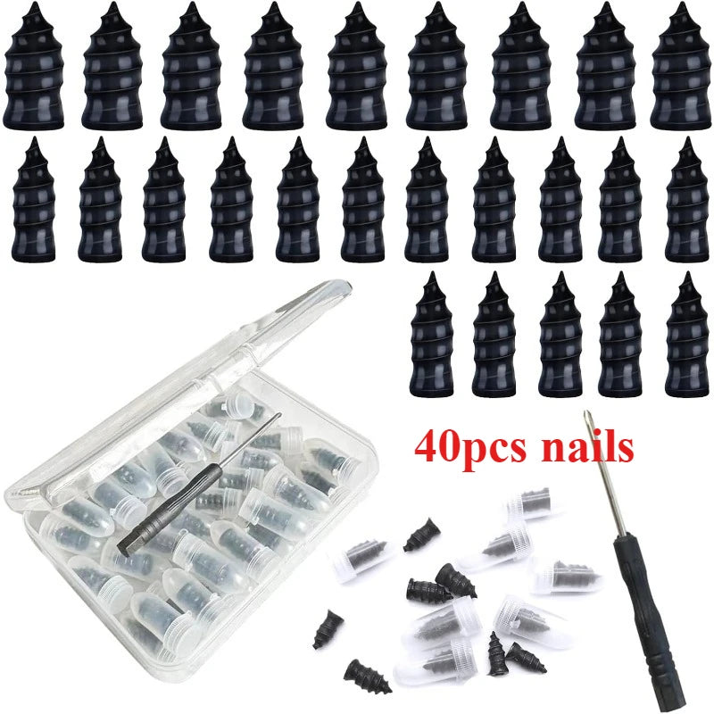 Tire Repair Rubber Nail,40PCS Tire Repair Rubber Screws Fast Tyre Self-Service Tool,Electromobile Tire Puncture Repair for Car