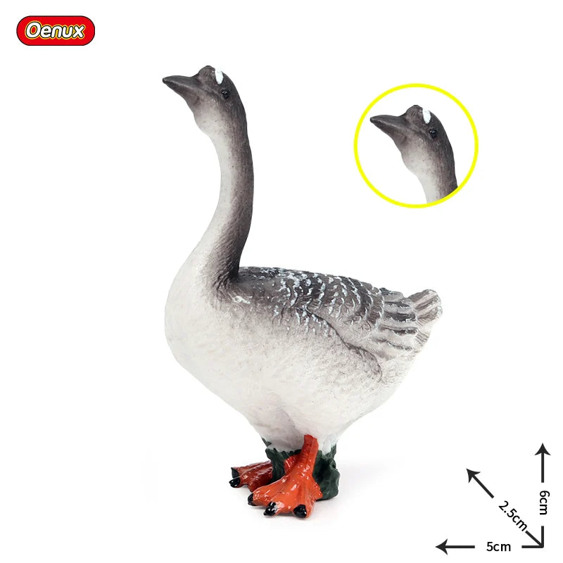Oenux Poultry Model Simulation Goose Swan Gaggle Duck Flock Action Figures Farm Animals Figurine Miniature Education Kids Toy