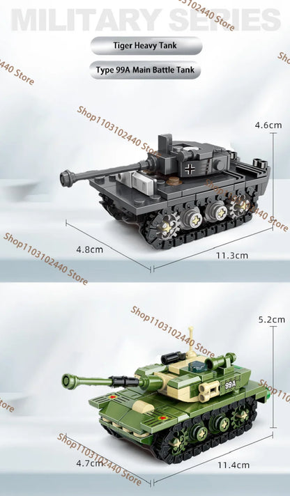 WW2 King Tiger Heavy Tank Building Blocks - DIY Military Model Kit , Educational Toy Gift for Kids