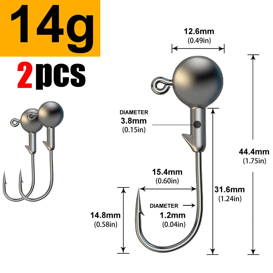 WODJYJ 1g 2g 3g 4g 5g 7g 8g 10g 14g 20g 28g jig head hook for fishing tackle ,rig soft worm hook crank lure bait hook