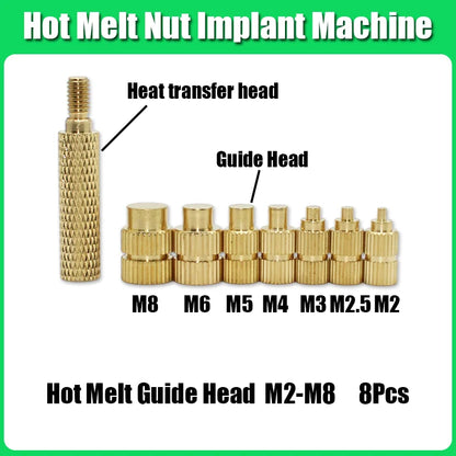 M2 M3 M4 Brass Insert Nut Bolt Screw Implantation Machine Hot Melt Knurled Thread Heat Soldering Iron Tip 3D Printer Accessory