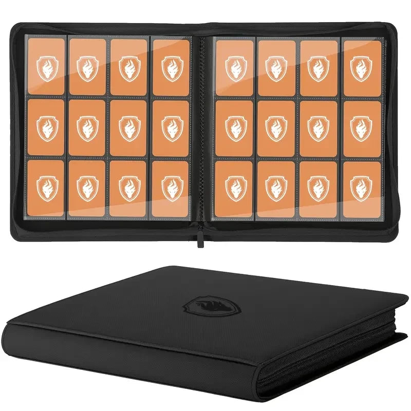 Trading Card Binder 12 Pocket, Zipper Binder Card Album Holds 480 Cards, Premium Leather Card Folder for TCG/Game/Sports Cards