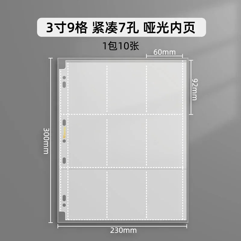 SINGBA 10pcs Clear Sheets Sleeve Acid free-No CPP loose-leaf Pages for A5/A4 Binder 4/ 9grid Pocket 3inch Photocard Protector