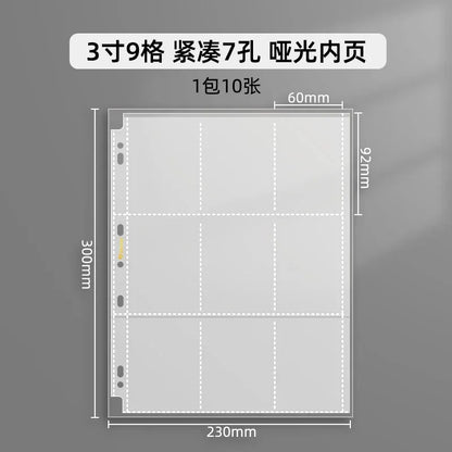 SINGBA 10pcs Clear Sheets Sleeve Acid free-No CPP loose-leaf Pages for A5/A4 Binder 4/ 9grid Pocket 3inch Photocard Protector