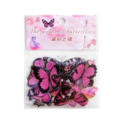 Journamm 40pcs/pack Butterfly Series Stickers Art Collage Junk Journal DIY Scrapbooking PET Waterproof Craft Aesthetics Stickers