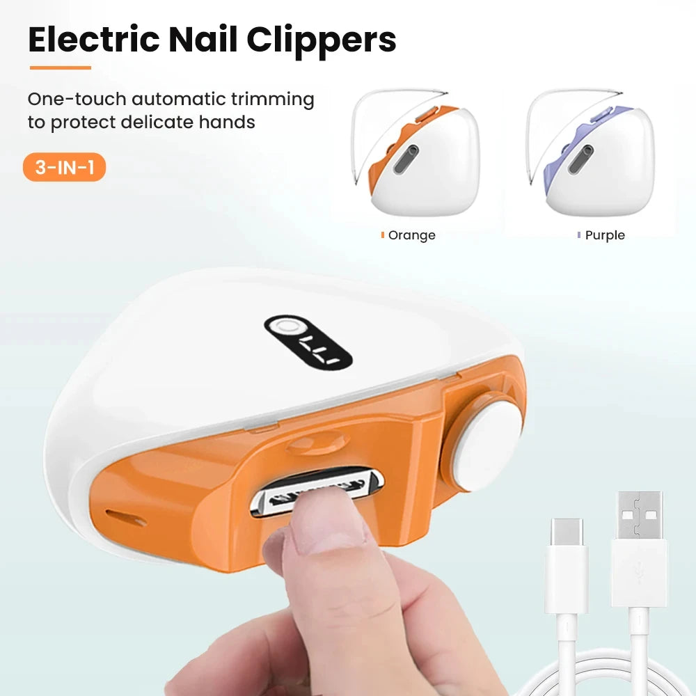 Automatic Electric Nail Trimmer & Polisher with LED Light - Safe Nail Care for Adults & Babies