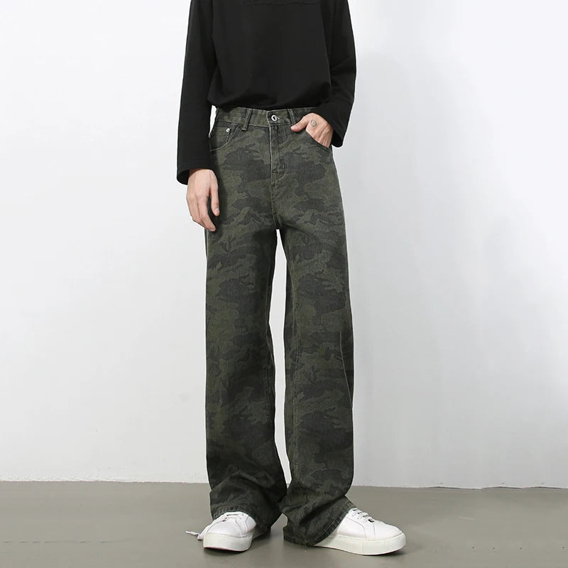 Men's Printed Loose Straight-Leg Jeans