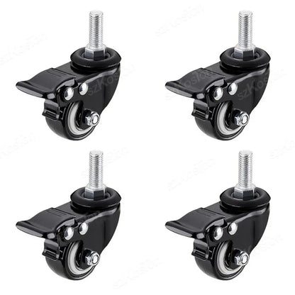 4pcs/kit Furniture Casters 1.5/2Inch M8/M10 Thread Stem Swivel Wheels Without/with Brakes Heavy Duty Coffee Table Chair Bin Cart