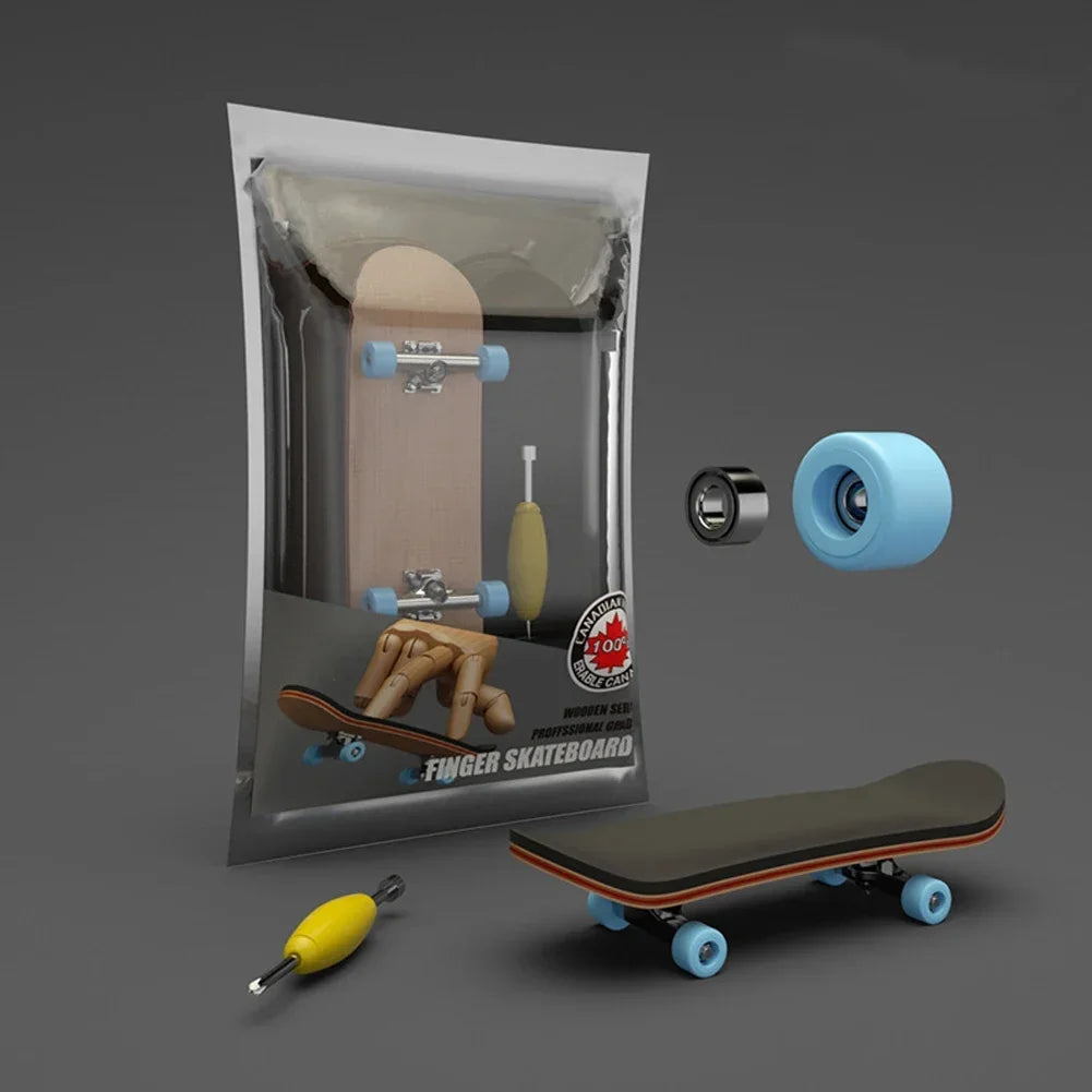 1Set Finger SkateBoard Wooden Fingerboard Toy Professional Stents Fingers Skate Set Novelty Children Christmas Gift