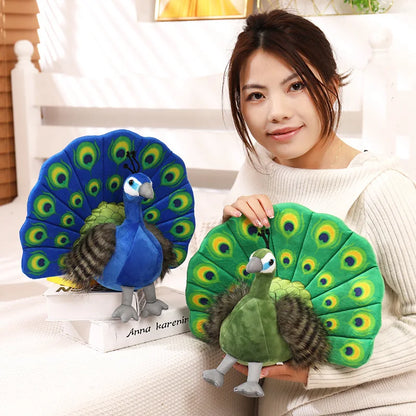 Cute Simulation Green Peacock Plush Toy Blue Peacock Doll Decorative Ornament Gift Bird Doll Zoo Souvenir Ornament Photo Props
