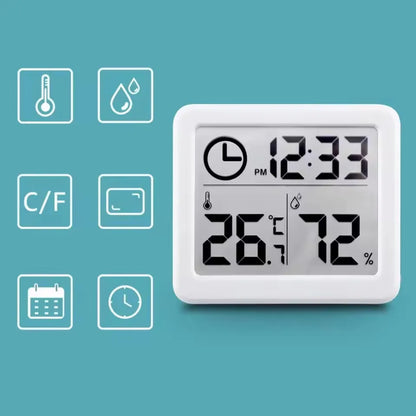 Multifunction Thermometer Hygrometer Automatic Electronic Temperature Humidity Monitor Clock 3.2inch Large LCD Screen