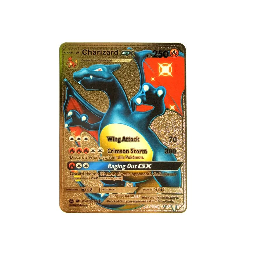 Cartão de metal pokémon 10000 pontos arceus charizard raichu super cartão dourado inglês mewtwo vmax gx ex presente de natal