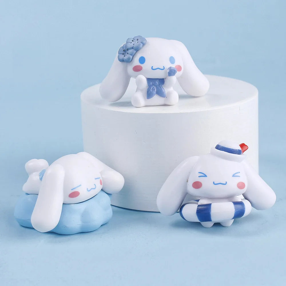5Pcs-Set Sanrio Cinnamoroll Anime Figure Pochacco Kuromi Pom Pom Purin Hello Kitty Action Figure Toys Model Doll My Melody Gifts