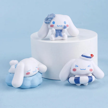 5Pcs-Set Sanrio Cinnamoroll Anime Figure Pochacco Kuromi Pom Pom Purin Hello Kitty Action Figure Toys Model Doll My Melody Gifts