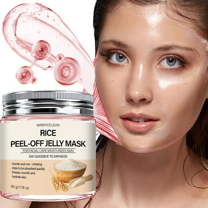 Rice Peel-Off Jelly Mask Deep Hydration Nourishment. Gentle Quick Absorb. Say Goodbye Dryness. Watericelevin 50g.