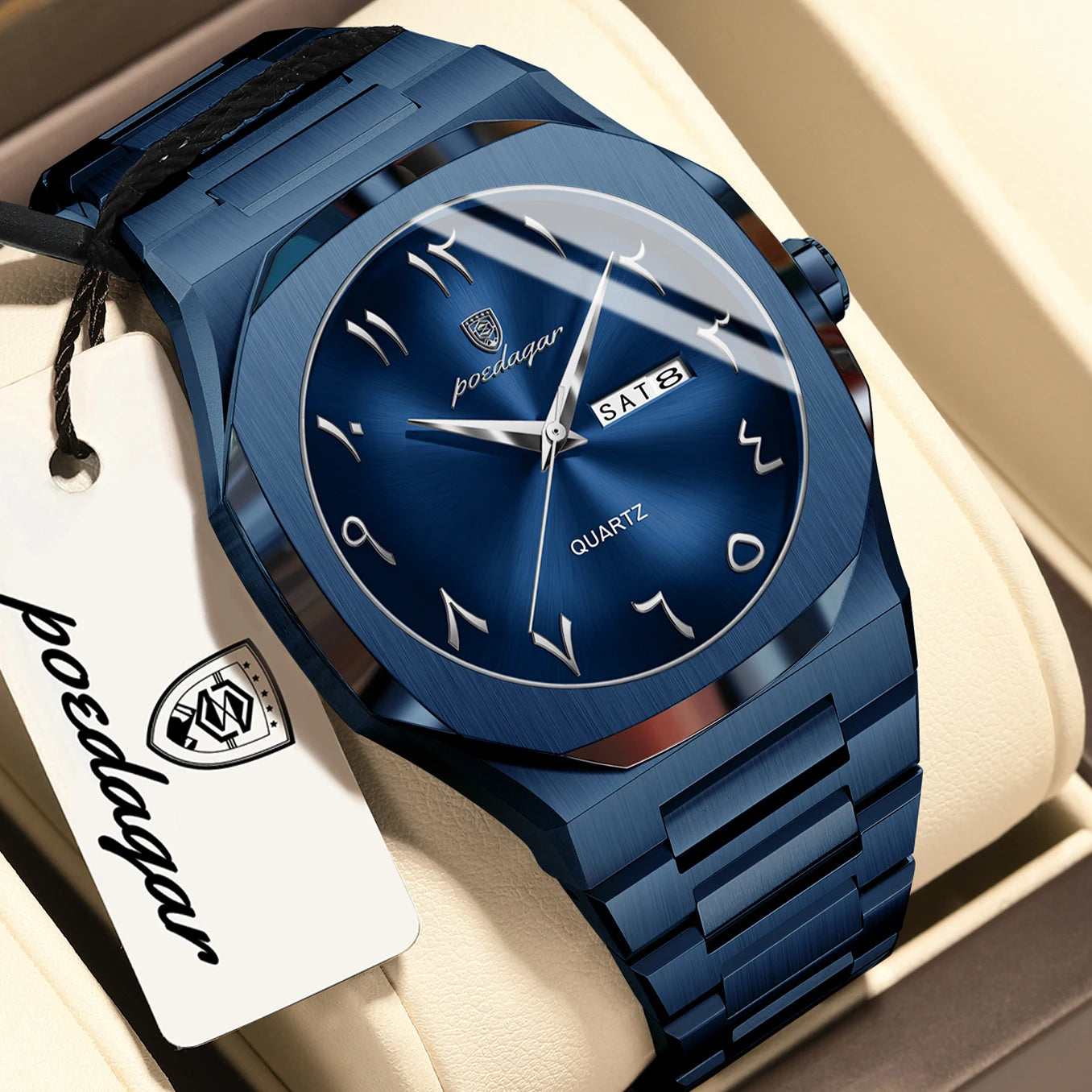 POEDAGAR Luxury Fashion Men's Clock Waterproof Week Date Male Watch Quartz Stainless Steel Business Watches For Man Reloj Hombre