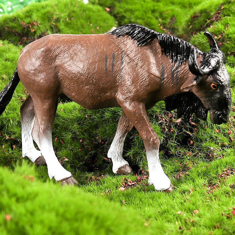 Oenux Classic Wild African Animals Simulation Okapi Wildebeest Action Figure Figurines PVC Model Education School Kid Toys Gift