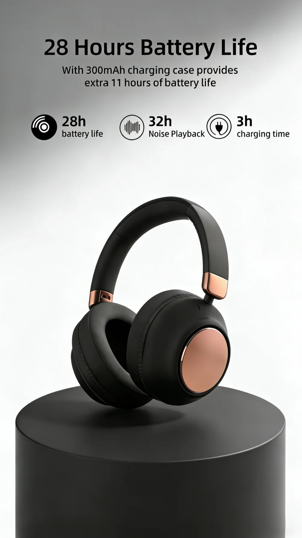 TD-20 Wireless Headphone 3D Spatial Audio Earphone Bluetooth 5.3 Headset 40mm Driver Over Ear Headphone 24H for Mobile Phone PC