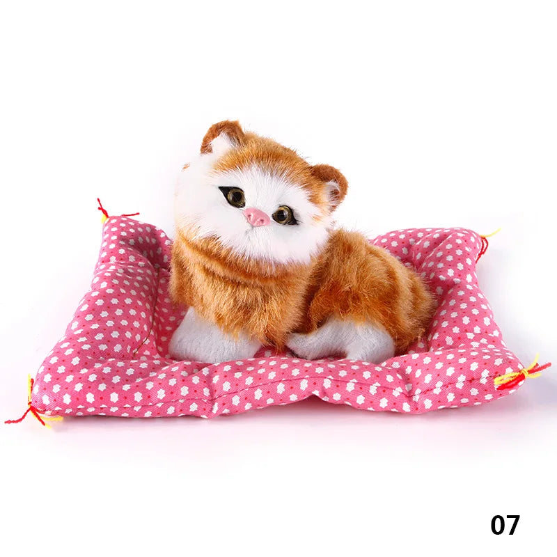 Brand New Simulation Animal Doll Plush Sleeping Cats Toy With Cushion Can Speak Out with Sound Kids Gift Stuffed Desk Ornament