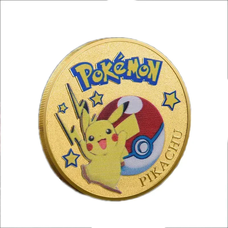 Anime Gold Plated Gold Coin Game Commemorative Coin Pikachu Mewtwo Charizard Gold Coin Game Collection childrens gift
